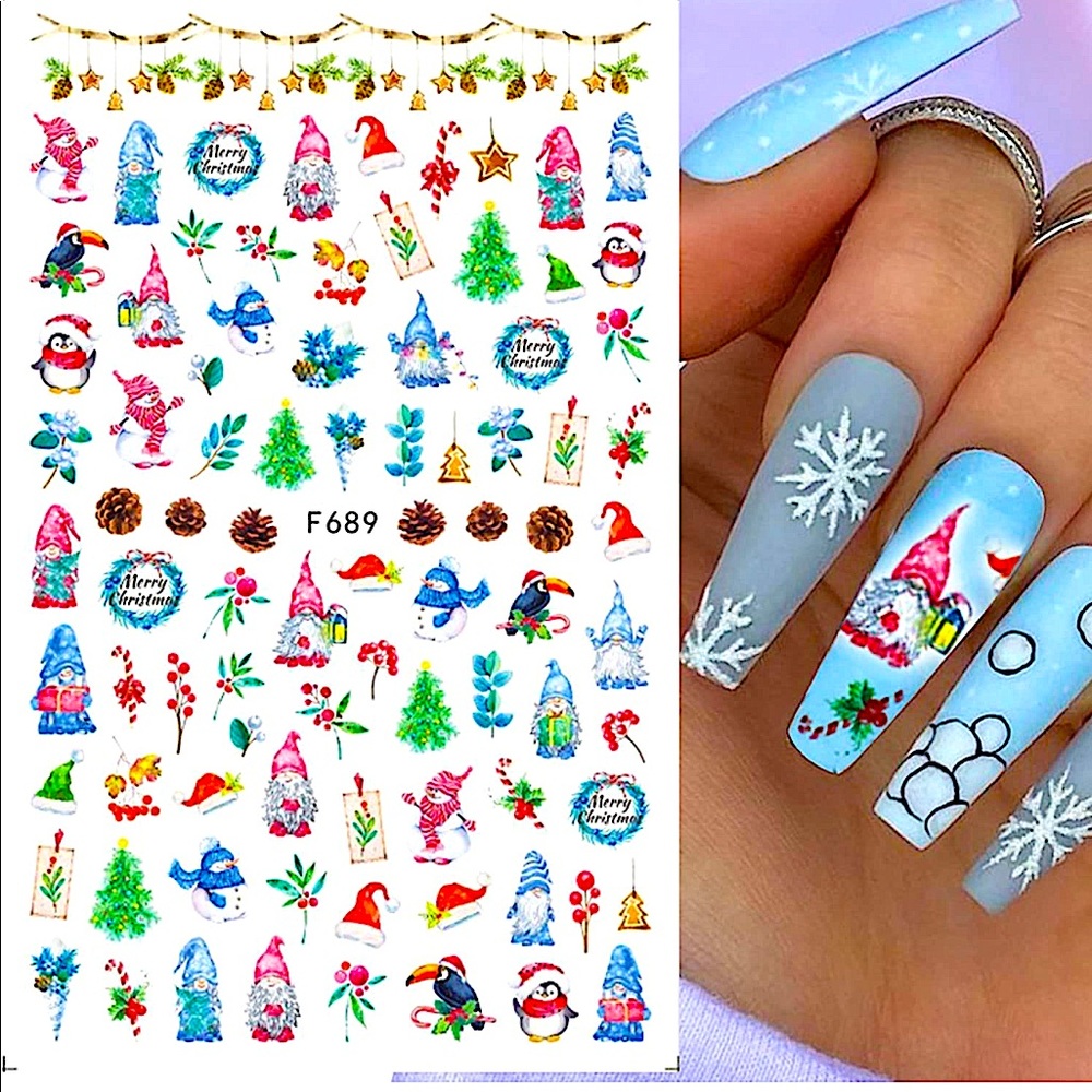 💌 BO/GO$6 Gnomes Winter Gnomes Nail Stickers